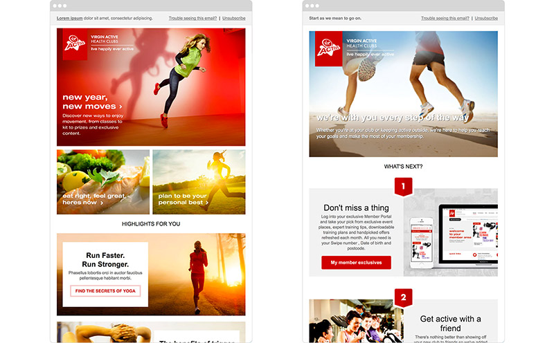 Active mail. Virgin Active largo corsia.